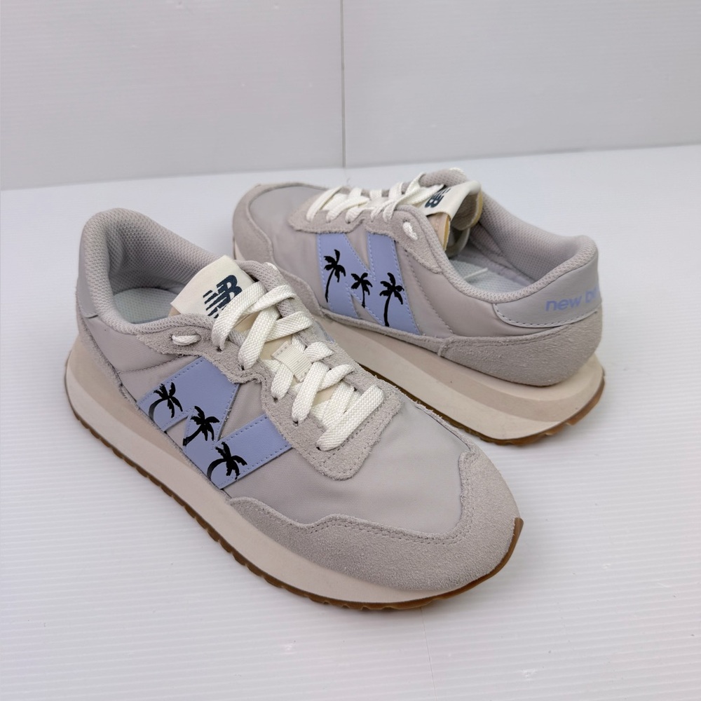 NEW BALANCE 237 Sneaker Women's Sz 8 Grey White Purple WS237GB Shoes Lace Up Low